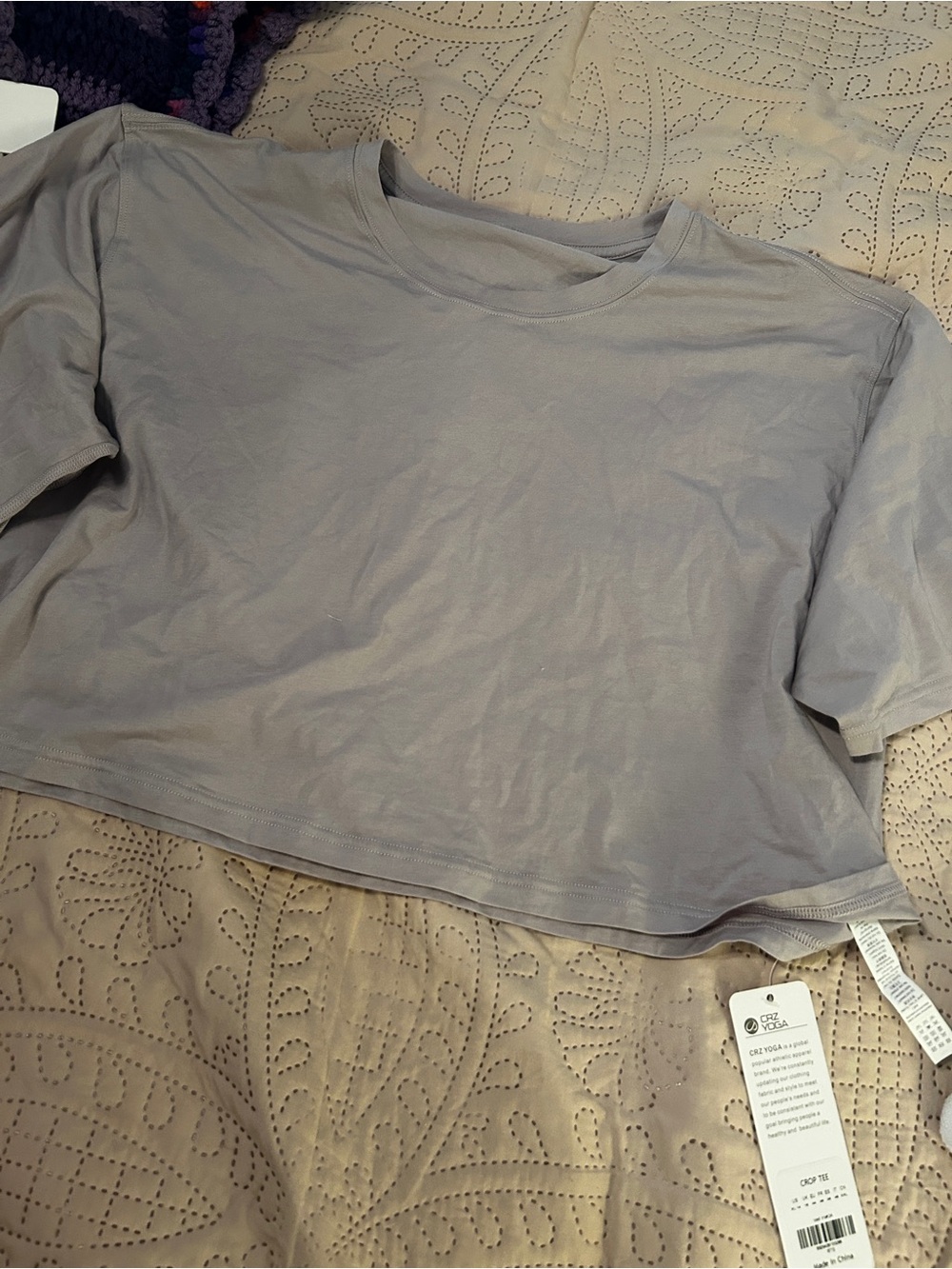 CRZ Cropped Loose T Shirt - Lavender -XL.